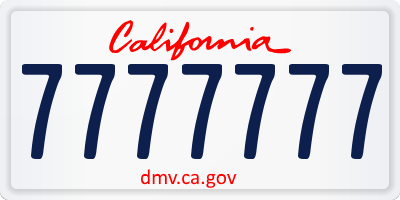 CA license plate 7777777