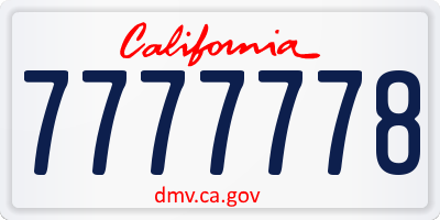 CA license plate 7777778