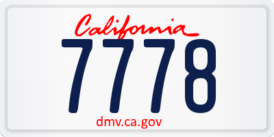 CA license plate 7778