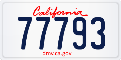 CA license plate 77793