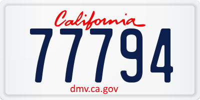 CA license plate 77794