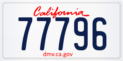 CA license plate 77796