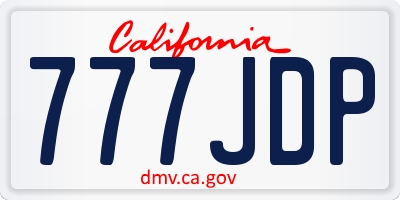 CA license plate 777JDP