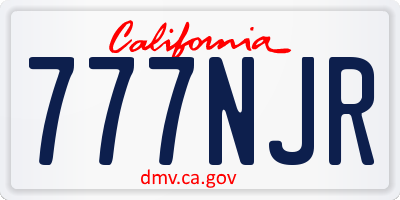 CA license plate 777NJR