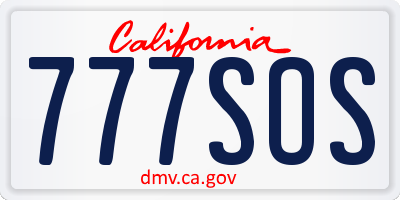 CA license plate 777SOS