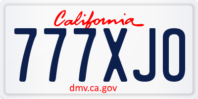 CA license plate 777XJO