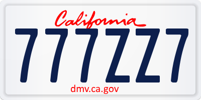 CA license plate 777ZZ7