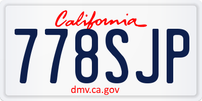 CA license plate 778SJP