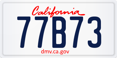 CA license plate 77B73