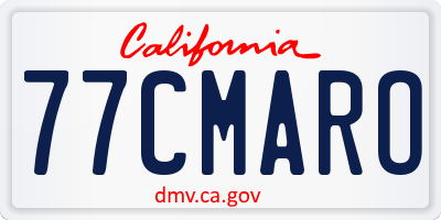 CA license plate 77CMARO