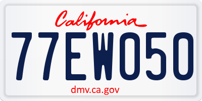 CA license plate 77EW050