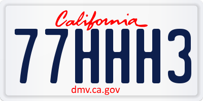 CA license plate 77HHH3