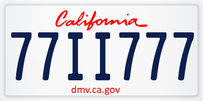 CA license plate 77II777