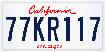 CA license plate 77KR117