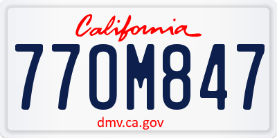 CA license plate 77OM847