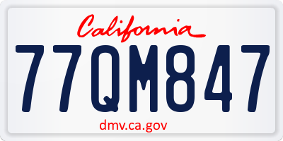 CA license plate 77QM847