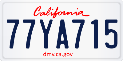 CA license plate 77YA715