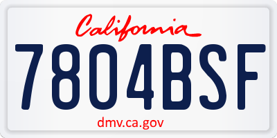 CA license plate 7804BSF