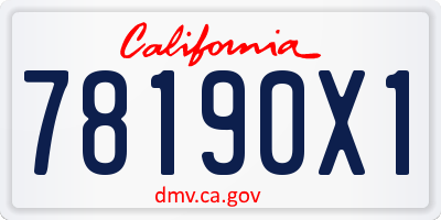 CA license plate 78190X1