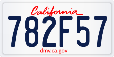 CA license plate 782F57