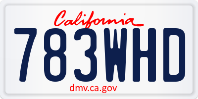 CA license plate 783WHD