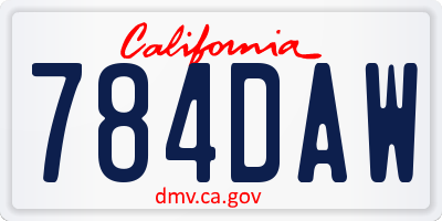 CA license plate 784DAW