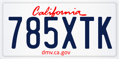 CA license plate 785XTK