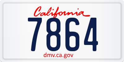 CA license plate 7864