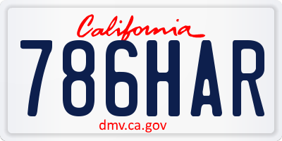 CA license plate 786HAR