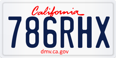 CA license plate 786RHX