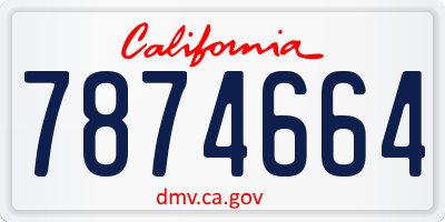 CA license plate 7874664