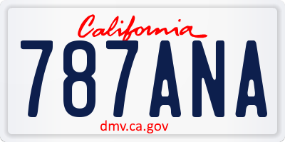 CA license plate 787ANA