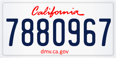 CA license plate 7880967