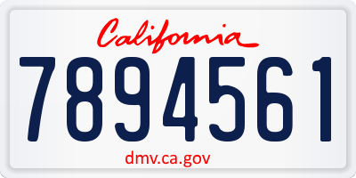 CA license plate 7894561