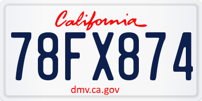 CA license plate 78FX874