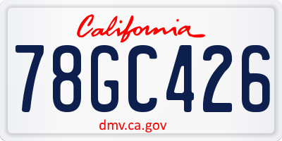 CA license plate 78GC426