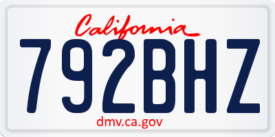 CA license plate 792BHZ