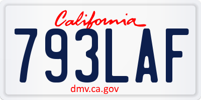 CA license plate 793LAF