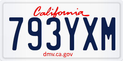 CA license plate 793YXM