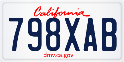 CA license plate 798XAB