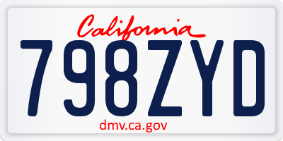 CA license plate 798ZYD