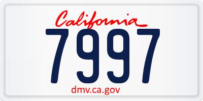 CA license plate 7997