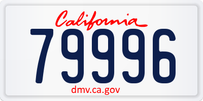 CA license plate 79996