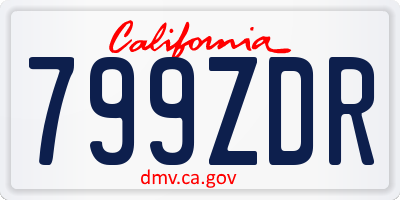 CA license plate 799ZDR