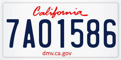 CA license plate 7A01586