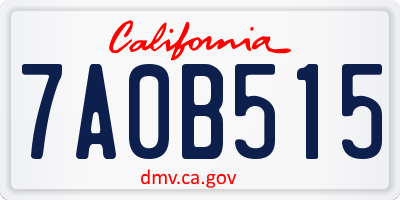 CA license plate 7A0B515