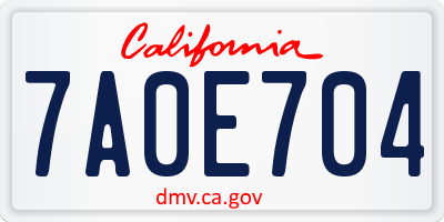 CA license plate 7A0E704