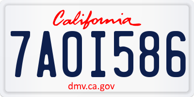 CA license plate 7A0I586