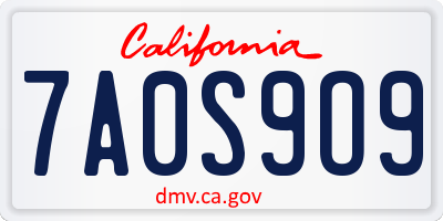 CA license plate 7A0S9O9