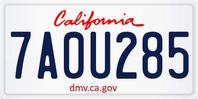 CA license plate 7A0U285